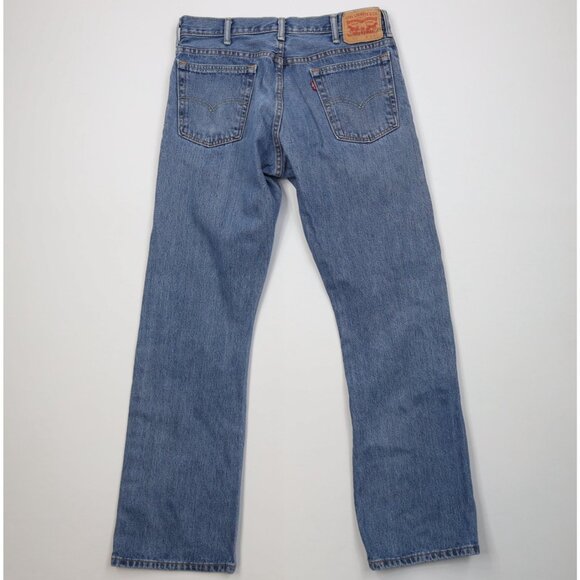 Vintage Y2K Levis 517 Mens 34x32 Faded Wide Leg Boot Cut Denim Jeans Blue Cotton - Picture 9 of 13